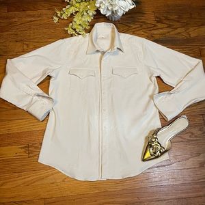 Ann Mashburn  Western Style  Italian  Stretch Corduroy Button Down Shirt Size L